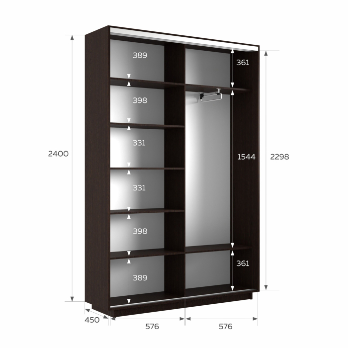 Шкафы-купе 2-х дверные, Шкаф-купе Экспресс 2-х дверный Фотопечать Ленты Стекла 120х45х240