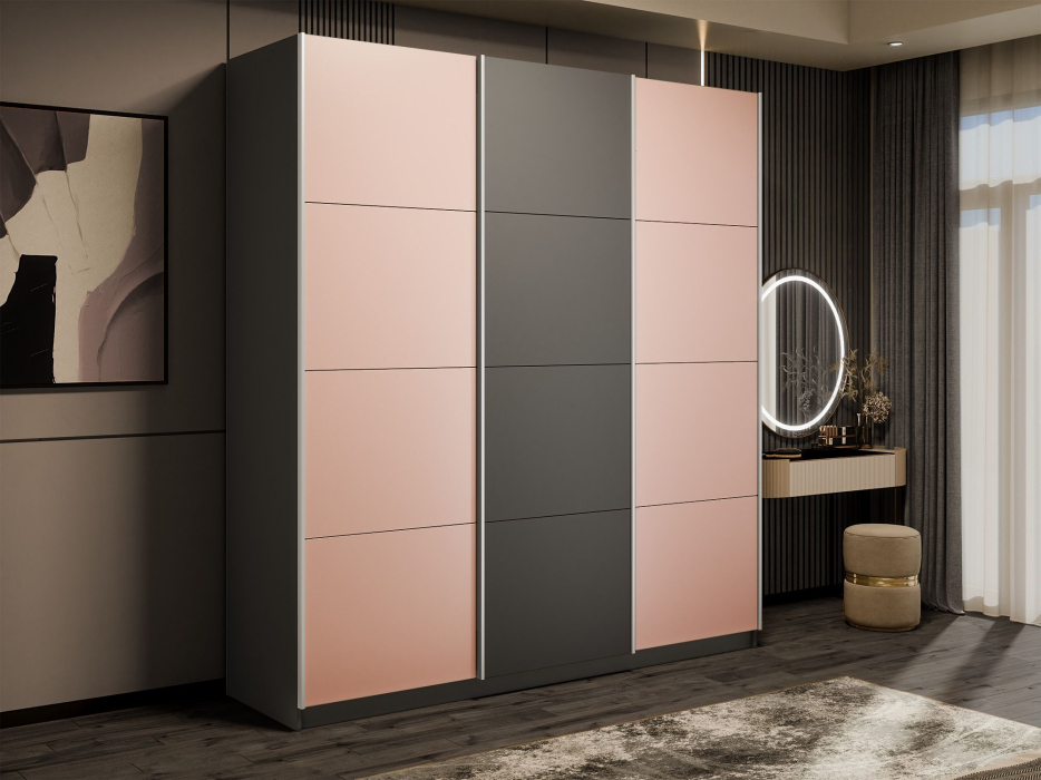 Шкафы-купе 3-х дверные, Шкаф-купе Эста 3-х дверный ДСП/Стекла пудра/Доводчик 240х66х240