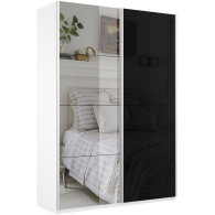 Шкафы-купе 2-х дверные, Шкаф-купе Прайм 2х дверный Зеркало/Стекло черное 140х57х230