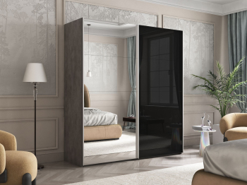 Шкаф Эста дуо Стекло черное/зеркало 2400 х 2000 х 660