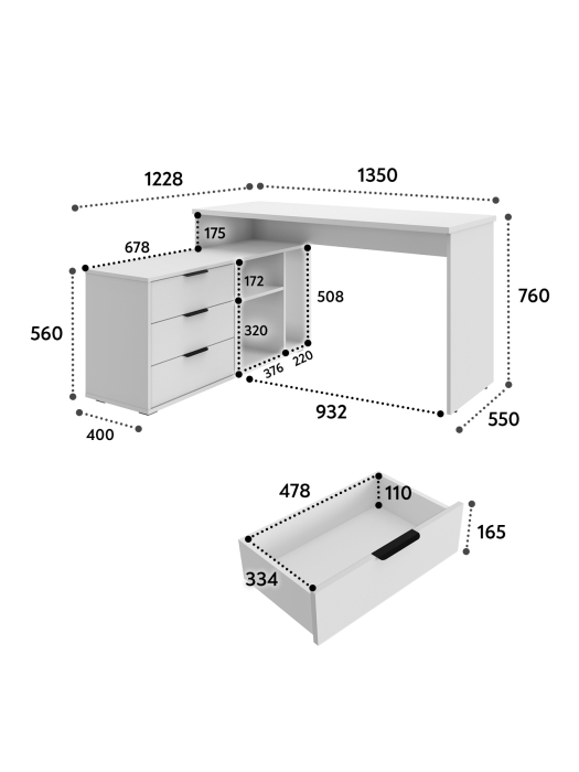 Письменные столы, Стол с тумбой Оптима ОП-21