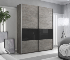 Шкафы-купе 2-х дверные, Шкаф-купе Прайм ДСП/Стекло черное, 220х57х230