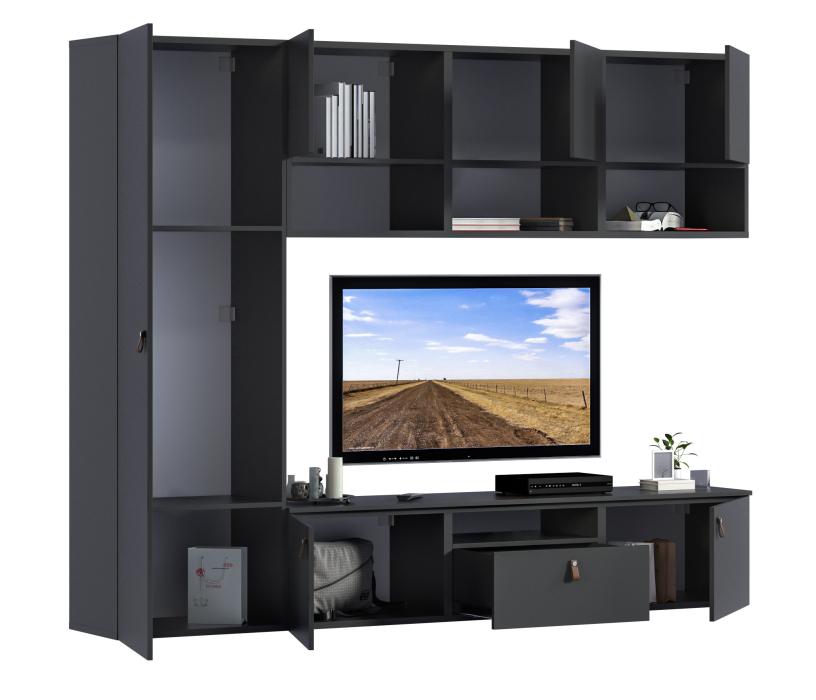 Стенки для гостиной, Гостиная (стенка) Тренд Диамант серый / ЛДСП Диамант серый