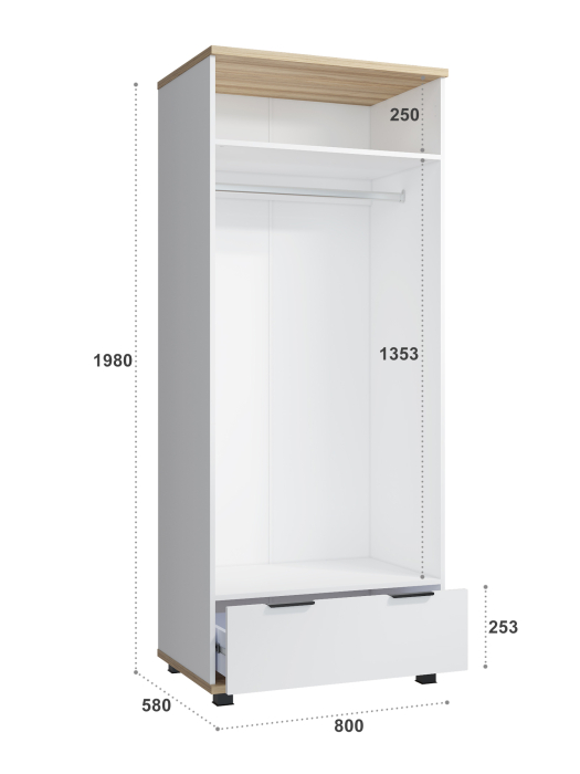 Шкафы распашные, Шкаф платяной Скайлайт СЛ-2К