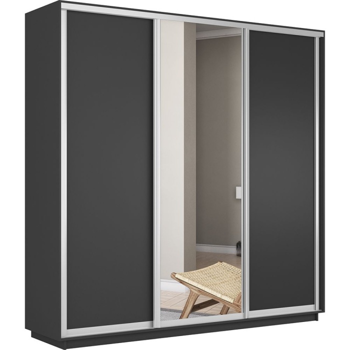 Шкафы-купе 3-х дверные, Шкаф-купе Экспресс Медиум (1 зеркало) трио 2400 x 2400 x 450