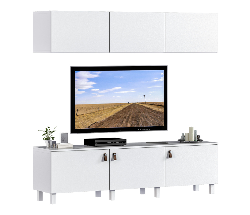 Стенки для гостиной, Гостиная (стенка) на ножках Тренд Белый / ЛДСП Белла Белый Альпийский