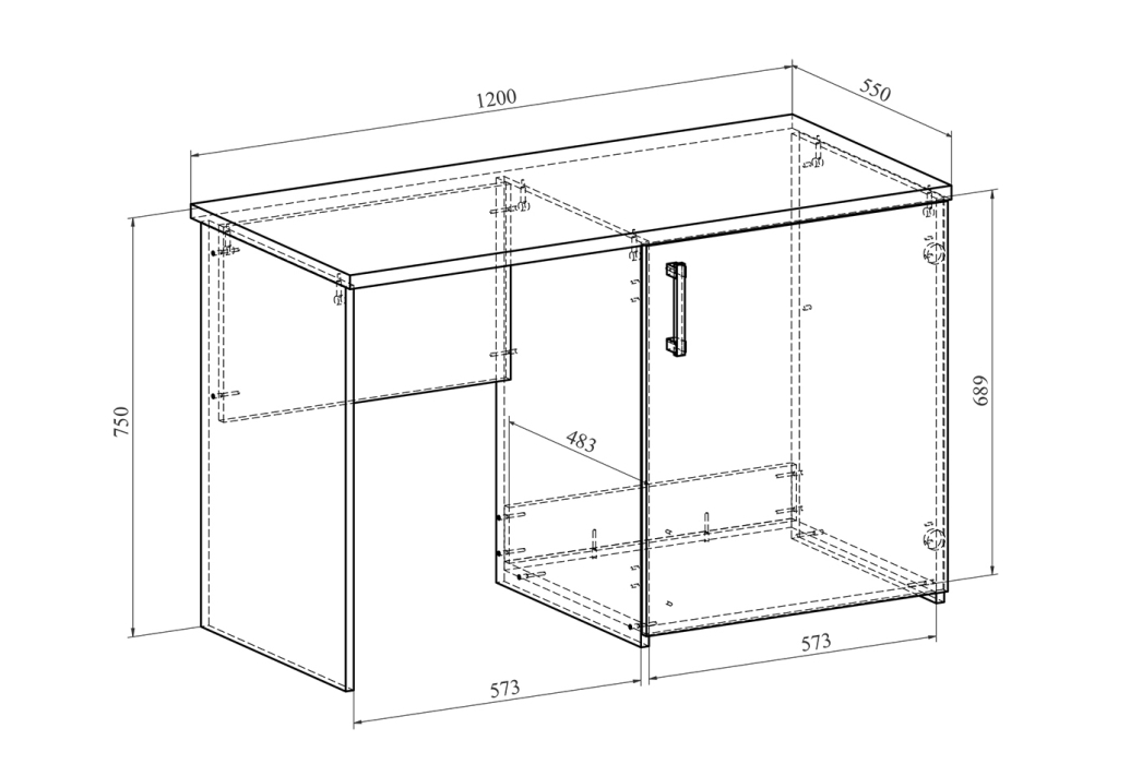 Прямые, Стол с тумбой под холодильник Виктория ВИ-12