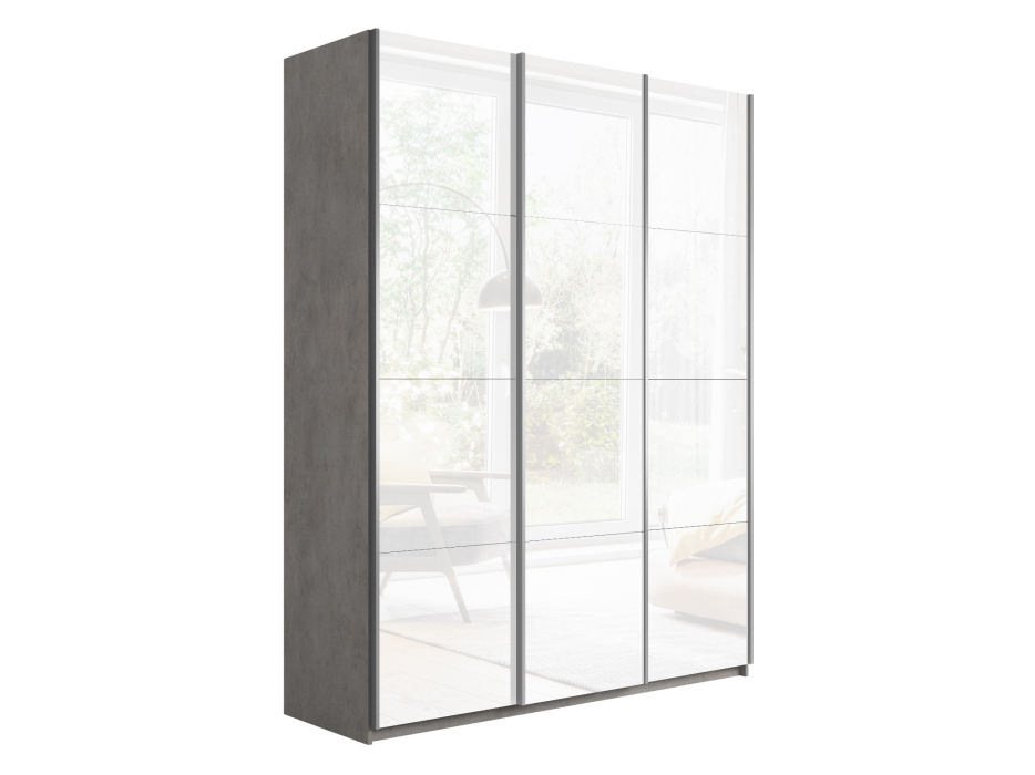 Шкафы-купе 3-х дверные, Шкаф Прайм трио Стекло белое 2300 х 1800 х 570