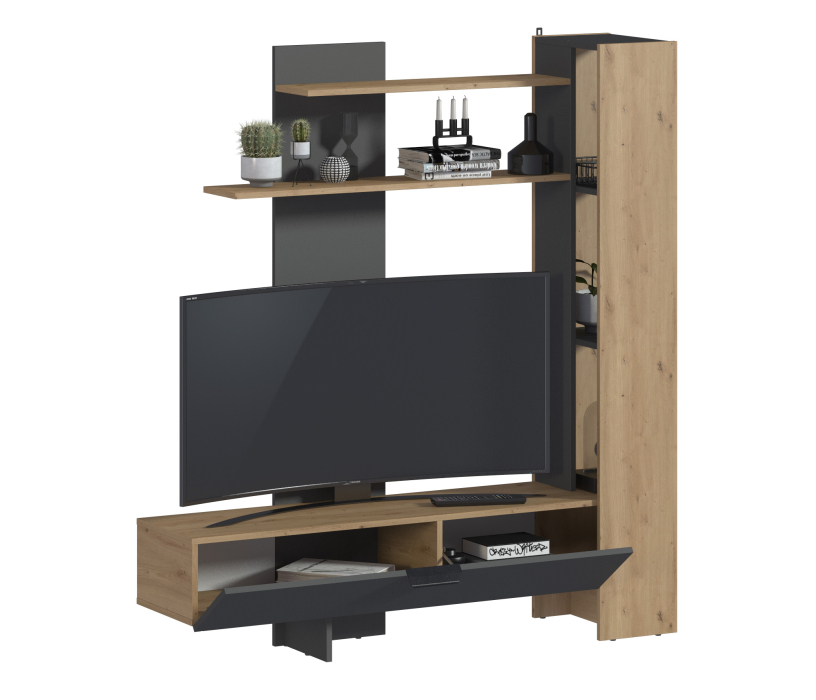 Стенки для гостиной, Стенка Лофт СБ-3411 Дуб дикий,Диамант серый/Диамант серый