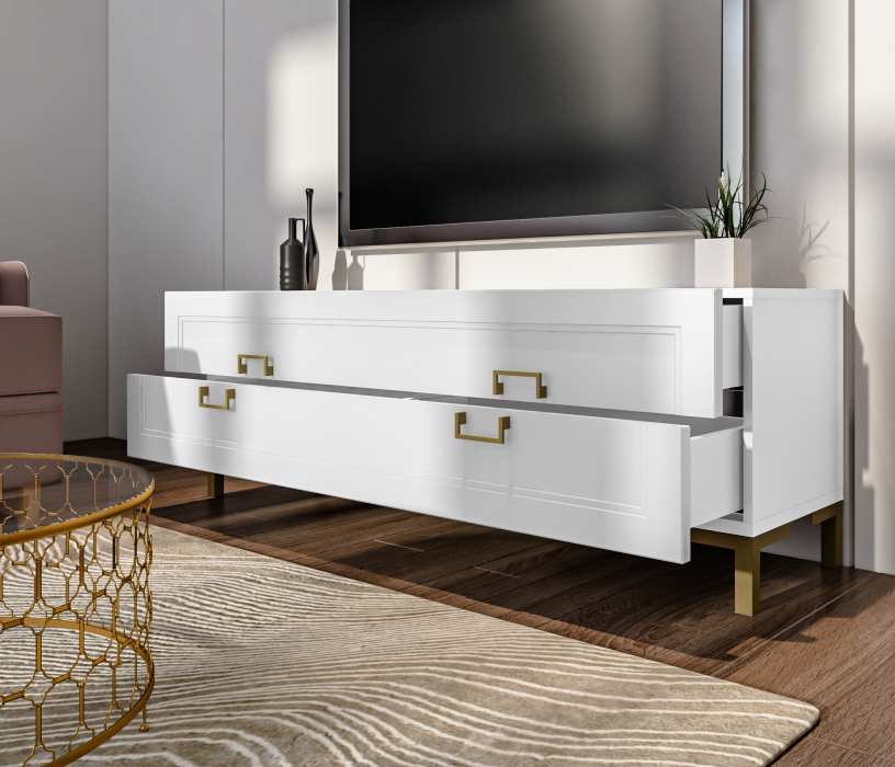 Стенки для гостиной, Комплект для гостиной, тумба ТВ и полка, Белый