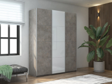 Шкафы-купе 3-х дверные, Шкаф-купе Прайм 3-х дверный ДСП/Стекло белое/Доводчики 180х57х230