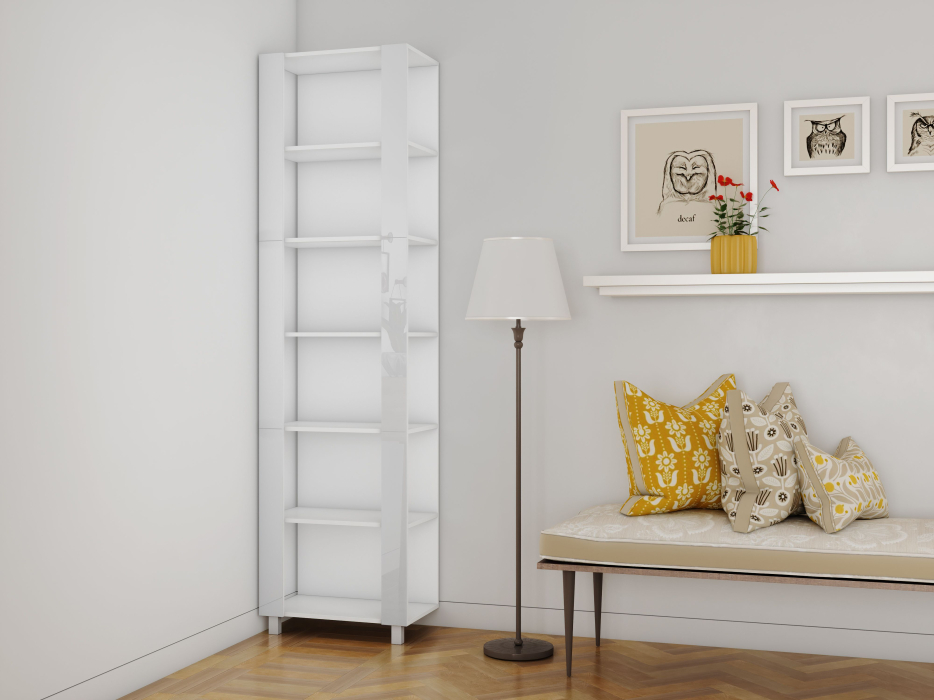 Открытые, Стеллаж модульный Универсальный 35х51х230 Белое стекло