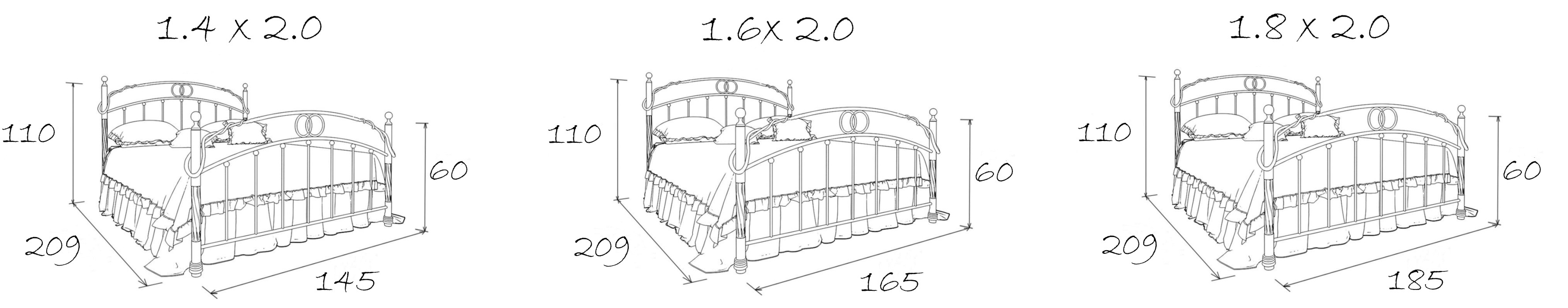 Кованые кровати, Кованая кровать Симона 1.4 с одной спинкой
