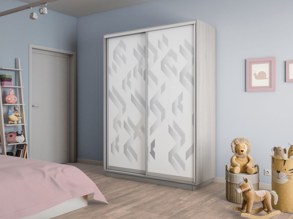 Шкафы-купе 2-х дверные, Шкаф-купе Экспресс 2-х дверный Фотопечать Ленты Стекла 120х45х220