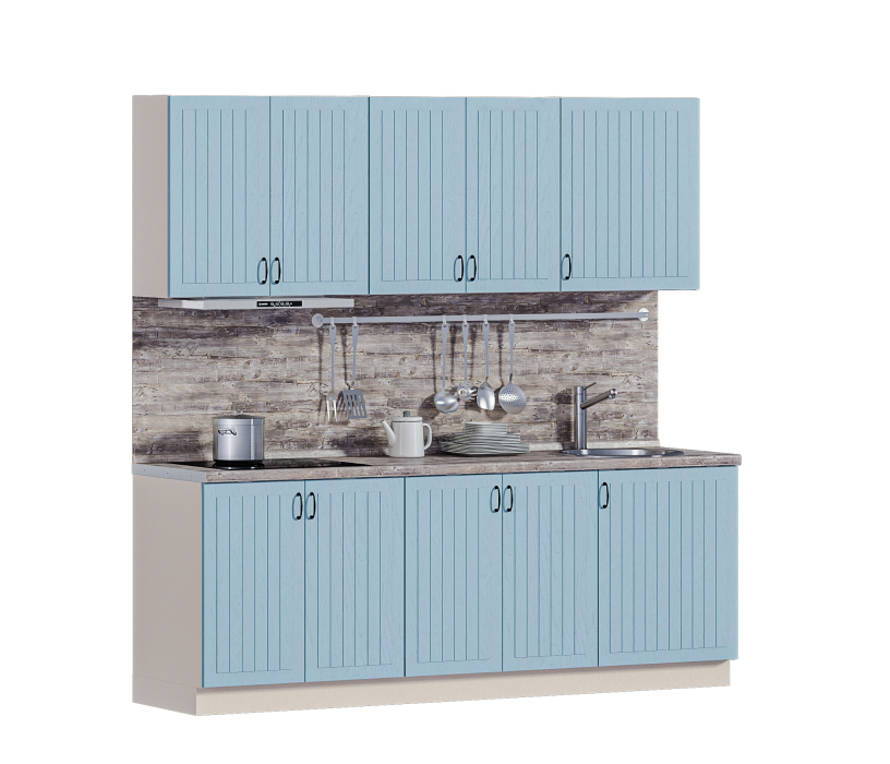 Кухонные гарнитуры, Кухонный гарнитур Регина Белый/Голубой 2,2 м.