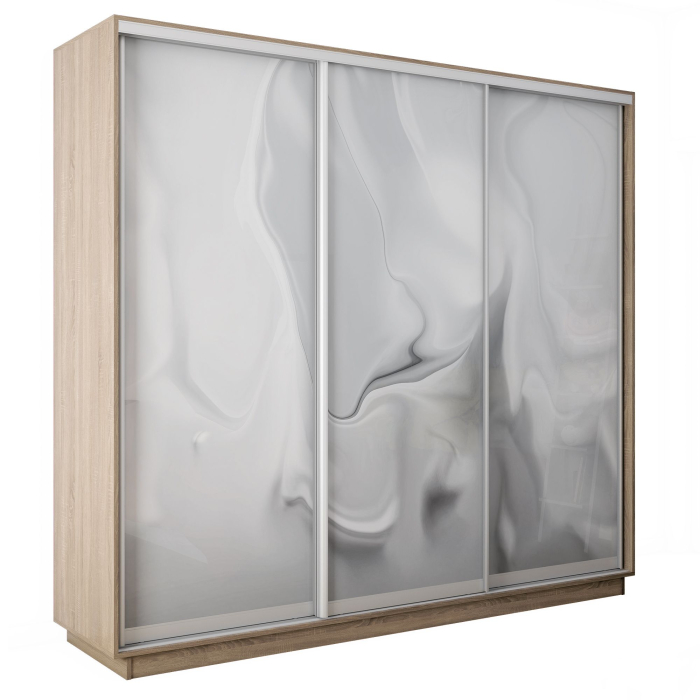 Шкафы-купе 3-х дверные, Шкаф-купе Экспресс 3-х дверный Фотопечать Шелк Стекла 180х45х220