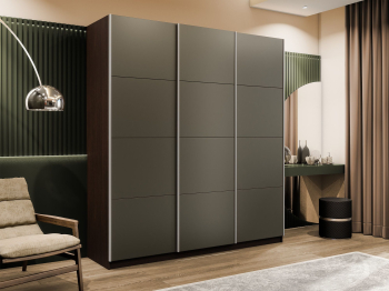 Шкаф-купе Эста 3-х дверный Стекла хаки/Доводчик 300х66х240