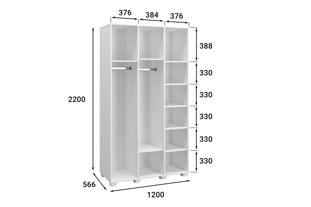 Шкафы распашные, Шкаф Монблан МБ-24К