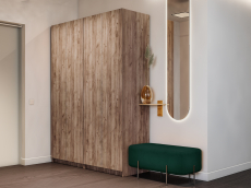 Шкафы распашные, Шкаф складной Е1 Локер ("Гармошка" с системой Push to Move/Правый)162х52.5х220 см,с двумя комплектами полок и двумя модулями