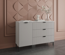 Комоды, Комод Тренд СБ-3446 3 ящика, 1 дверь Белый Альпийский/МДФ Джаз Серый