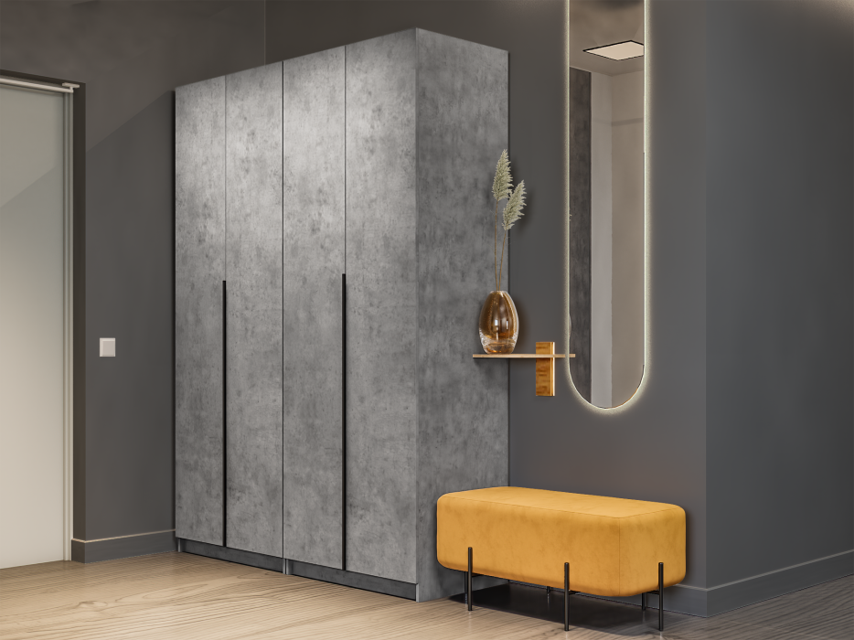 Шкафы распашные, Шкаф складной Е1 Локер ("Гармошка") 162х52.5х220 см, с модулем