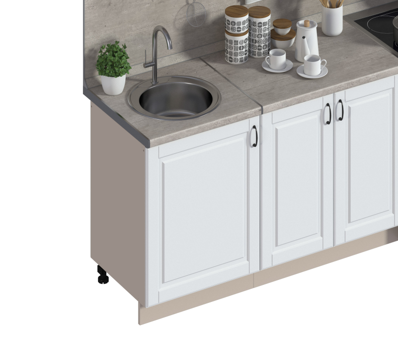 Кухонные гарнитуры, Регина24 Кухня Бежевый песок/МДФ Белоснежный/МетрополитанR5 (Комплект с мойкой)