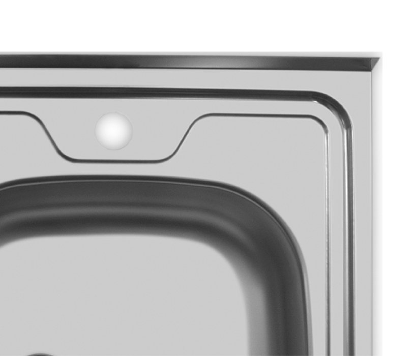 Кухонные мойки, Мойка накладная 60*60 Правая в комплекте с сифоном и крепежом