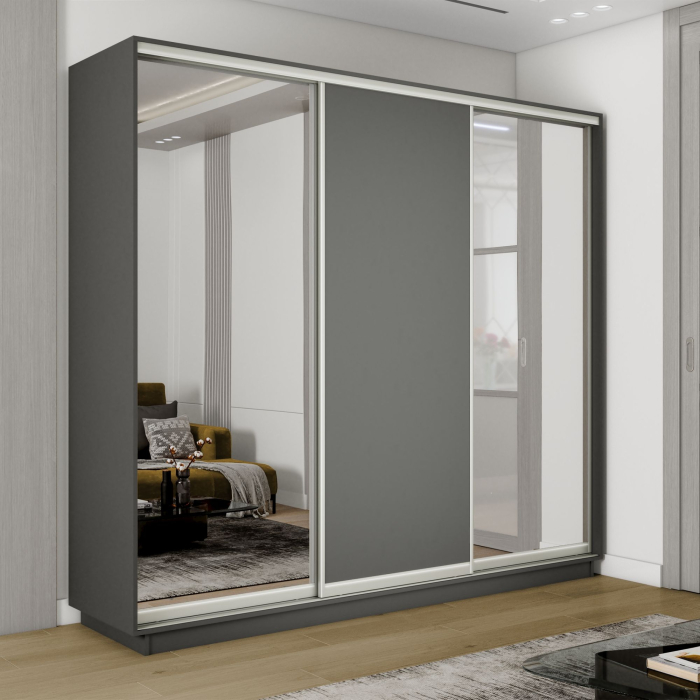 Шкафы-купе 3-х дверные, Шкаф-купе Экспресс 3-х дверный, Зеркало/ДСП/Зеркало, 180х60х240