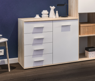 Комплект Мамбо (кровать и комод), Дуб Сонома/Белый