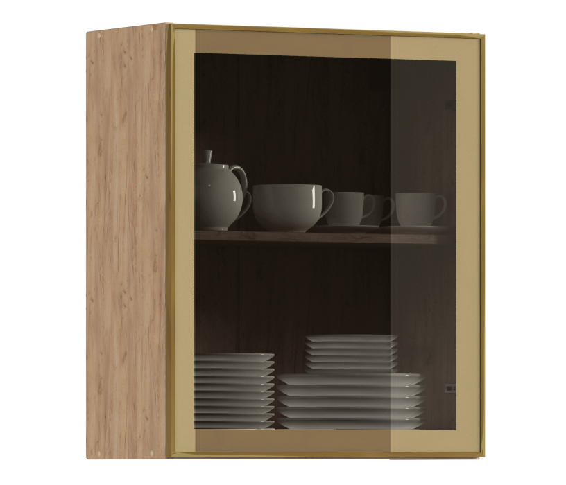 Навесные, Навесной шкаф Регина РП-60 (Дуб Вотан/Витрина Золото)