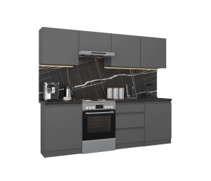 Кухонный гарнитур Леон прямой 240 см, диамант серый