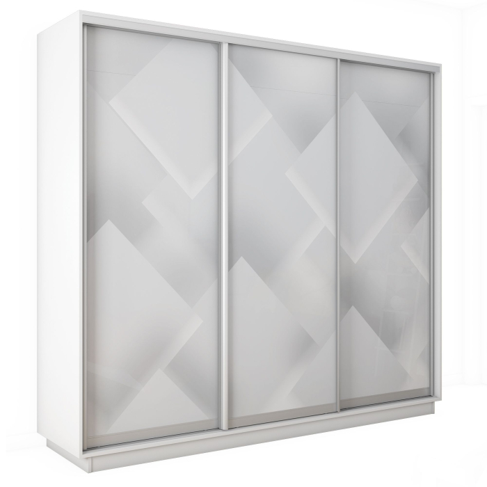 Шкафы-купе 3-х дверные, Шкаф-купе Экспресс 3-х дверный Фотопечать Квадрат Стекла 180х60х220