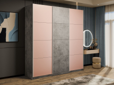 Шкафы-купе 3-х дверные, Шкаф-купе Прайм Широкий 3-х дверный Стекла пудра/ДСП/Доводчики 240х57х230