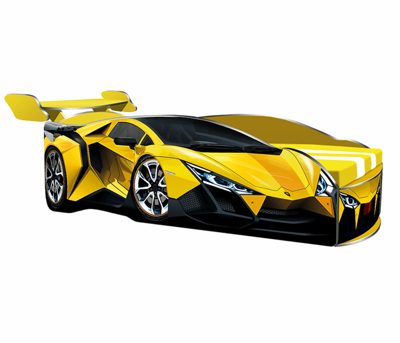 Кровати 160х80, Кровать машина детская ЛАМБА ЖЁЛТАЯ 4.0 - 160см