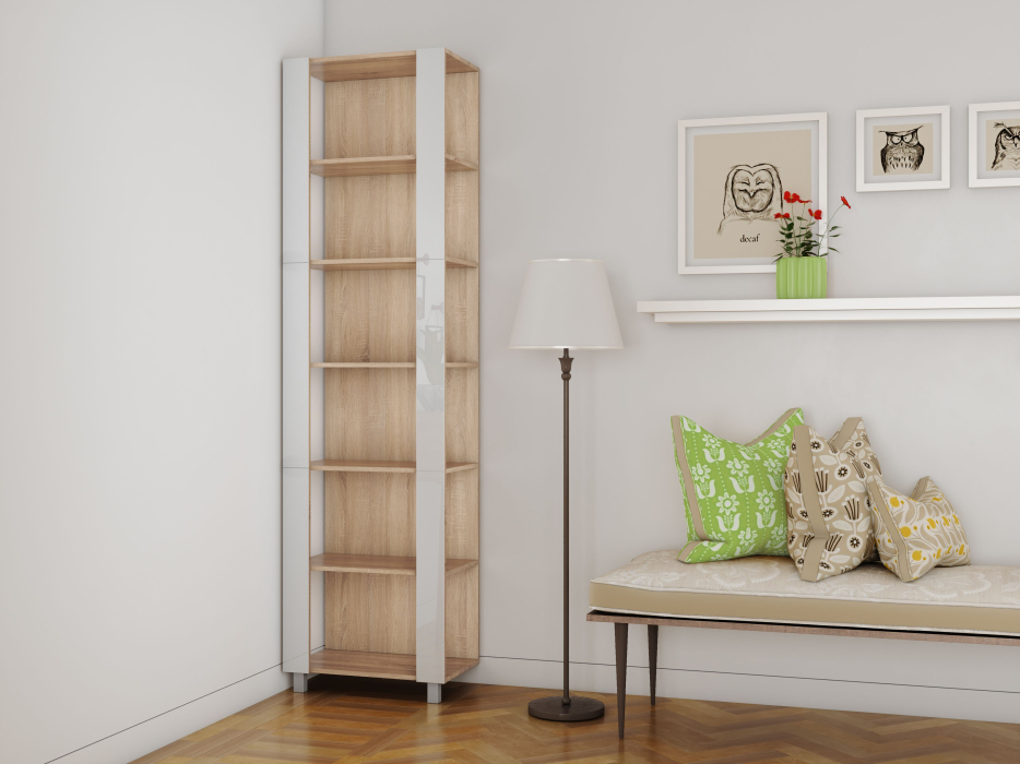 Открытые, Стеллаж модульный Универсальный 35х51х230 Белое стекло