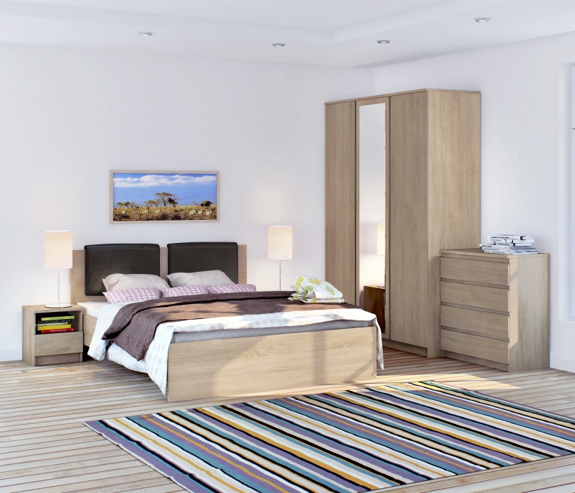 Спальные гарнитуры, Веста набор для спальни со шкафом 3-х дверным