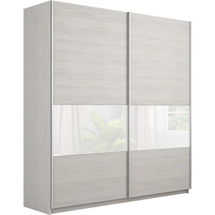 Шкафы-купе 2-х дверные, Шкаф-купе Прайм 2-х дверный ДСП/Стекло белое вставка 160х57х230