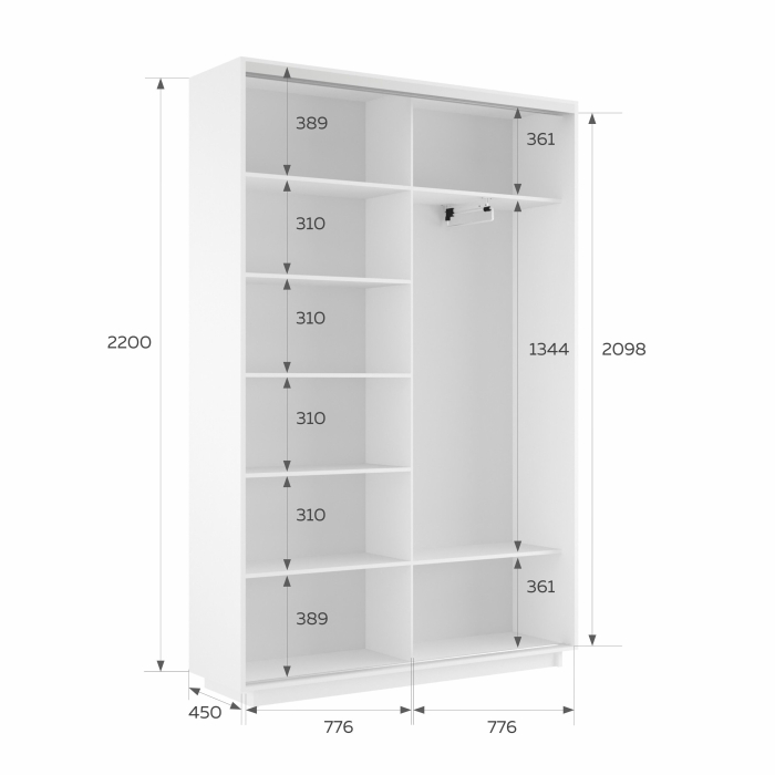 Шкафы-купе 2-х дверные, Шкаф-купе Экспресс 2-х дверный Фотопечать Квадрат Стекла 160х45х220