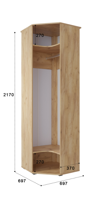 Угловые шкафы, Шкаф угловой Эмилия ЭЛ-14К с зеркалом