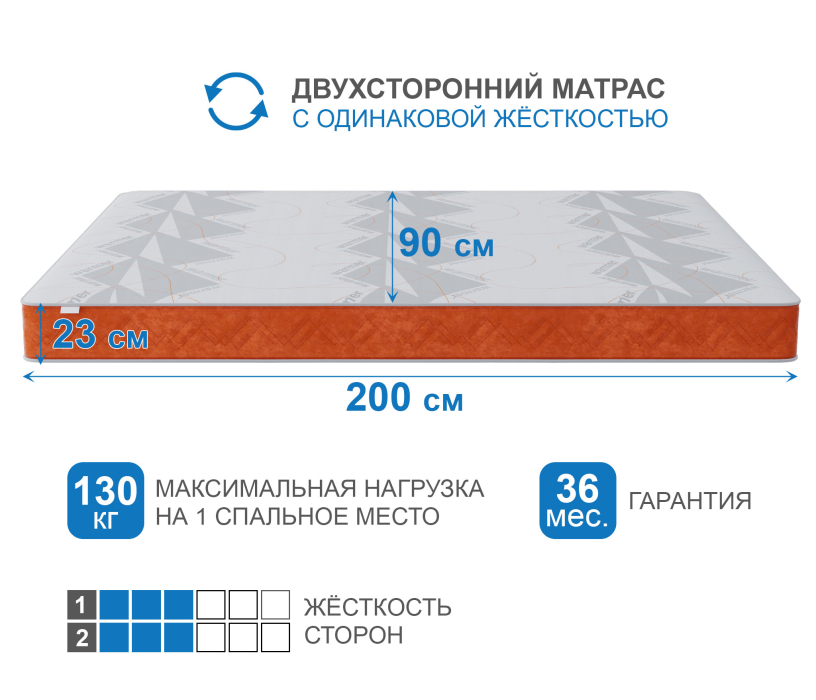 900 x 2000, Матрас Слип-Соната в чехле Warmer 900х2000