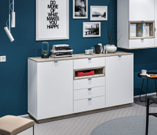 Комоды, Комод NAGOS СБ-3039 Белый Бриллиант,Дуб Риббек/Белый Бриллиант