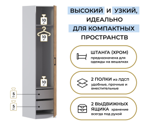Шкаф однодверный Макс 500 мм, вариант №3 (ЛДСП)