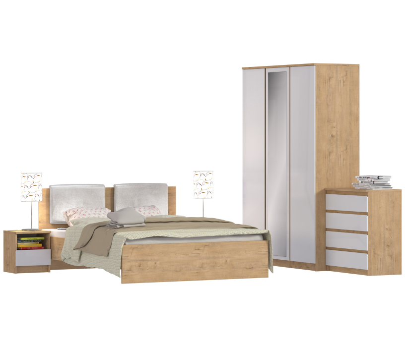 Спальные гарнитуры, Веста набор для спальни (кровать, шкаф 3х дв., комод, тумбы)