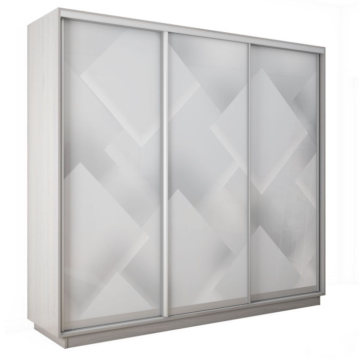 Шкафы-купе 3-х дверные, Шкаф-купе Экспресс 3-х дверный Фотопечать Квадрат Стекла 210х60х240