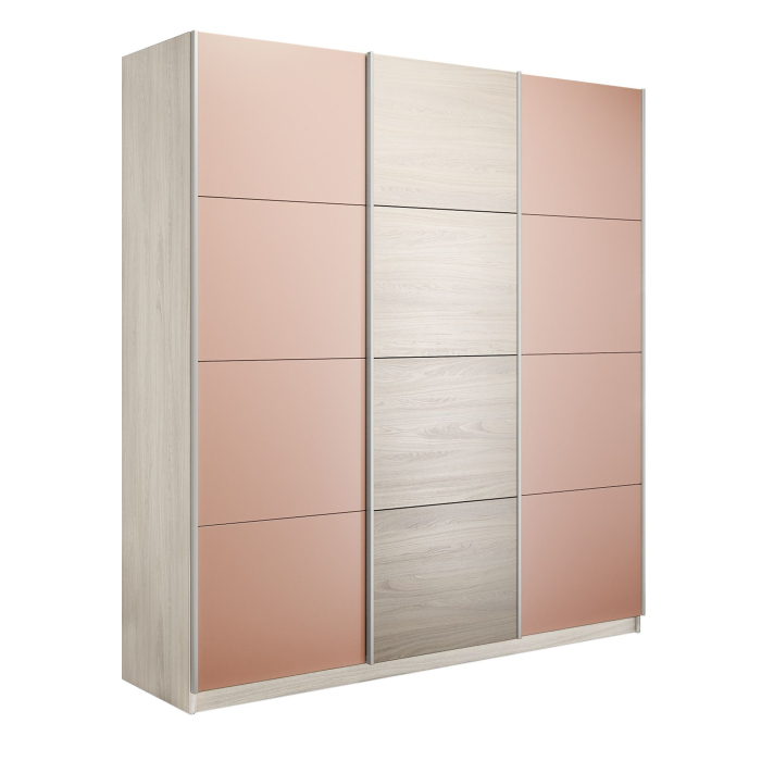 Шкафы-купе 3-х дверные, Шкаф-купе Прайм Широкий 3-х дверный Стекла пудра/ДСП/Доводчики 240х57х230
