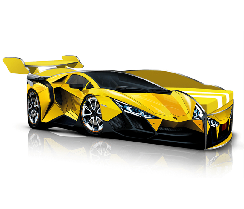 Кровати 160х80, Кровать машина детская ЛАМБА ЖЁЛТАЯ 4.0 - 160см