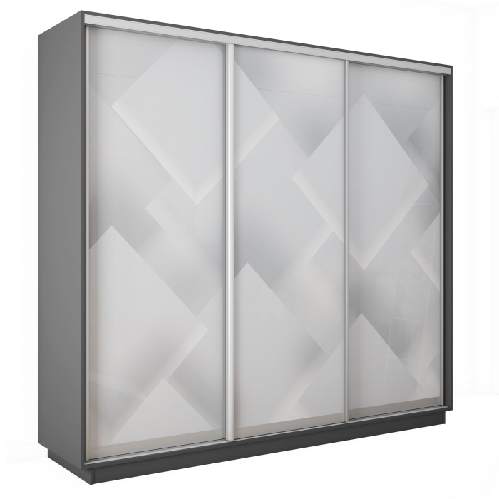 Шкафы-купе 3-х дверные, Шкаф-купе Экспресс 3-х дверный Фотопечать Квадрат Стекла 210х45х240