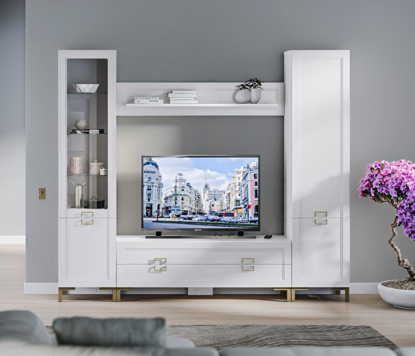 Стенки для гостиной, Комплект для гостиной Ассоль, Белый
