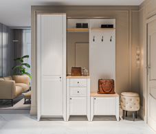 Прихожие, Набор для прихожей Монтана Белый Альпийский,Дуб Гамильтон/МДФ Дуб Белый