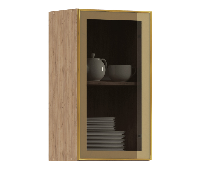 Навесные, Навесной шкаф Регина РП-40 (Дуб Вотан/Витрина Золото)